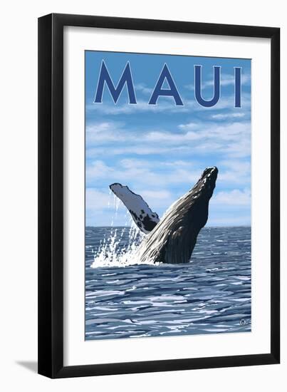 Maui, Hawaii - Humpback Whale-Lantern Press-Framed Art Print