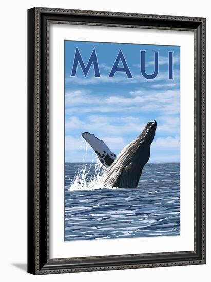Maui, Hawaii - Humpback Whale-Lantern Press-Framed Art Print