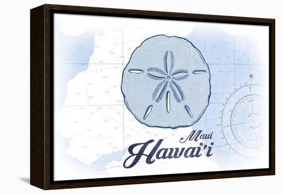 Maui, Hawaii - Sand Dollar - Blue - Coastal Icon-Lantern Press-Framed Stretched Canvas