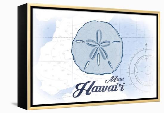 Maui, Hawaii - Sand Dollar - Blue - Coastal Icon-Lantern Press-Framed Stretched Canvas