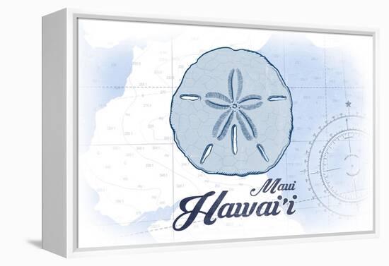 Maui, Hawaii - Sand Dollar - Blue - Coastal Icon-Lantern Press-Framed Stretched Canvas