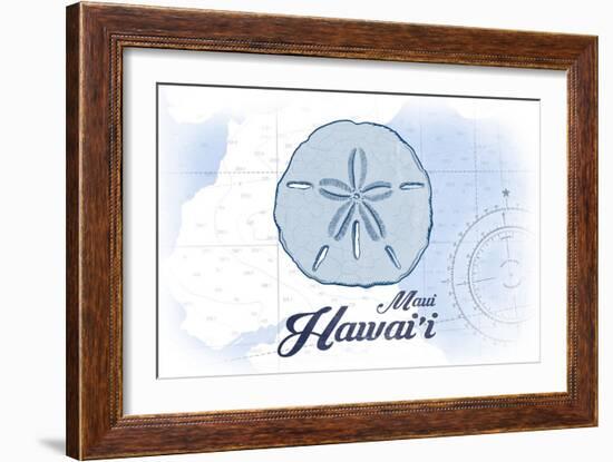 Maui, Hawaii - Sand Dollar - Blue - Coastal Icon-Lantern Press-Framed Art Print