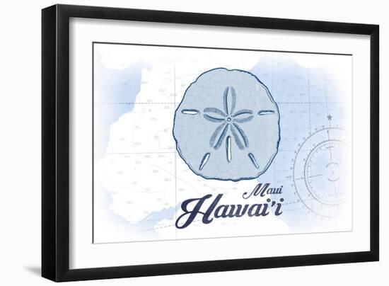 Maui, Hawaii - Sand Dollar - Blue - Coastal Icon-Lantern Press-Framed Art Print