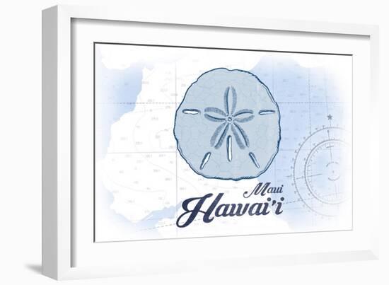 Maui, Hawaii - Sand Dollar - Blue - Coastal Icon-Lantern Press-Framed Art Print