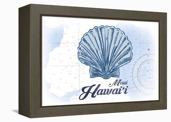 Maui, Hawaii - Scallop Shell - Blue - Coastal Icon-Lantern Press-Framed Stretched Canvas