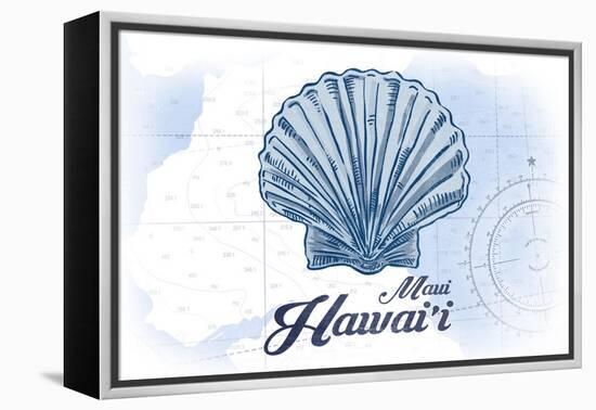Maui, Hawaii - Scallop Shell - Blue - Coastal Icon-Lantern Press-Framed Stretched Canvas