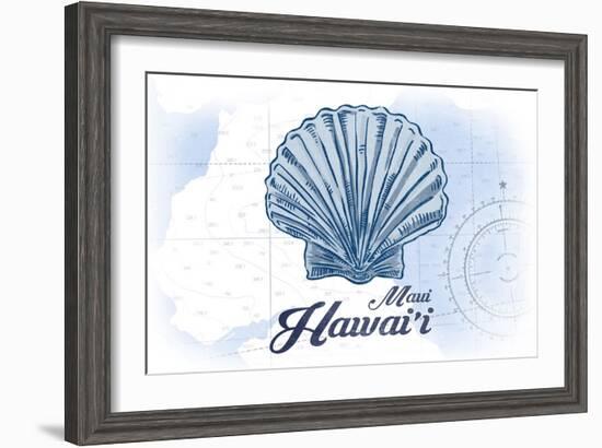 Maui, Hawaii - Scallop Shell - Blue - Coastal Icon-Lantern Press-Framed Art Print