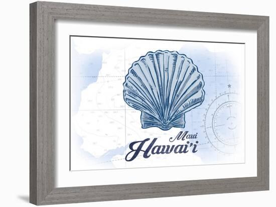 Maui, Hawaii - Scallop Shell - Blue - Coastal Icon-Lantern Press-Framed Art Print