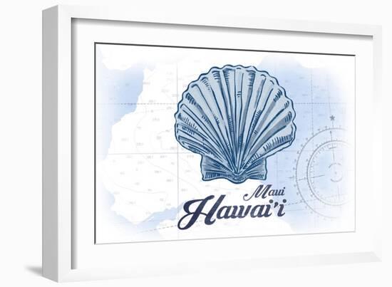 Maui, Hawaii - Scallop Shell - Blue - Coastal Icon-Lantern Press-Framed Art Print