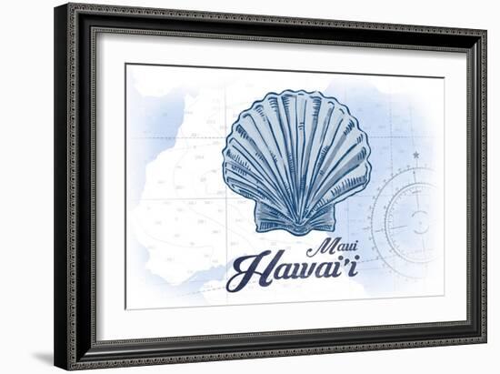 Maui, Hawaii - Scallop Shell - Blue - Coastal Icon-Lantern Press-Framed Art Print