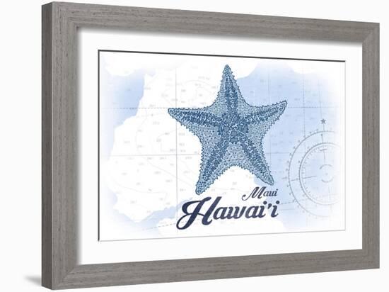 Maui, Hawaii - Starfish - Blue - Coastal Icon-Lantern Press-Framed Art Print