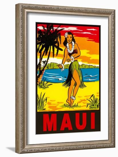 Maui, Hula Girl, Hawaii-null-Framed Art Print