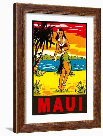 Maui, Hula Girl, Hawaii-null-Framed Art Print