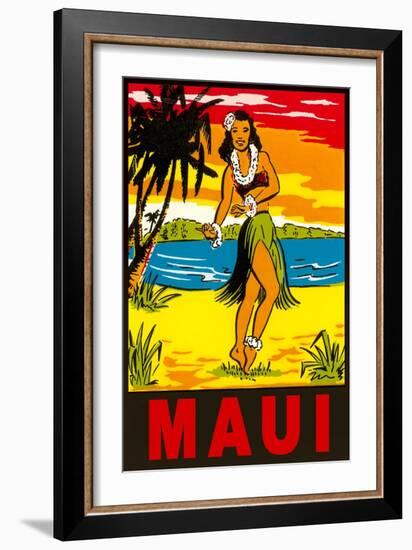 Maui, Hula Girl, Hawaii-null-Framed Art Print