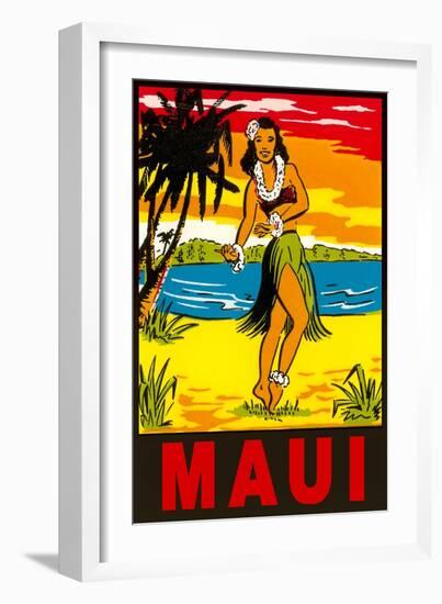 Maui, Hula Girl, Hawaii-null-Framed Art Print