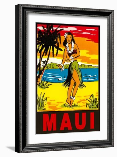 Maui, Hula Girl, Hawaii-null-Framed Art Print