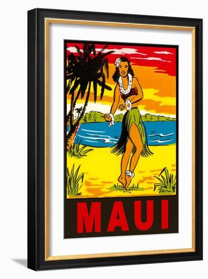 Maui, Hula Girl, Hawaii-null-Framed Art Print