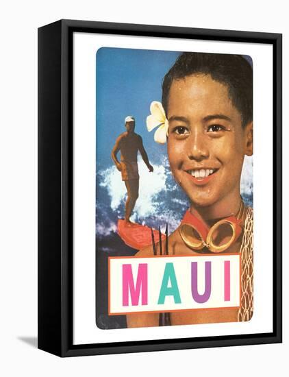 Maui, Surfer and Diving Boy-null-Framed Stretched Canvas