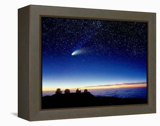 Mauna Kea Observatory & Comet Hale-Bopp-David Nunuk-Framed Premier Image Canvas