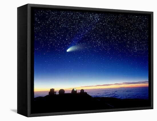 Mauna Kea Observatory & Comet Hale-Bopp-David Nunuk-Framed Premier Image Canvas