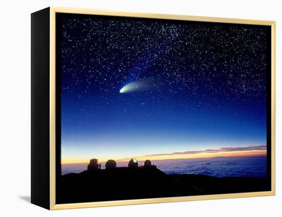 Mauna Kea Observatory & Comet Hale-Bopp-David Nunuk-Framed Premier Image Canvas