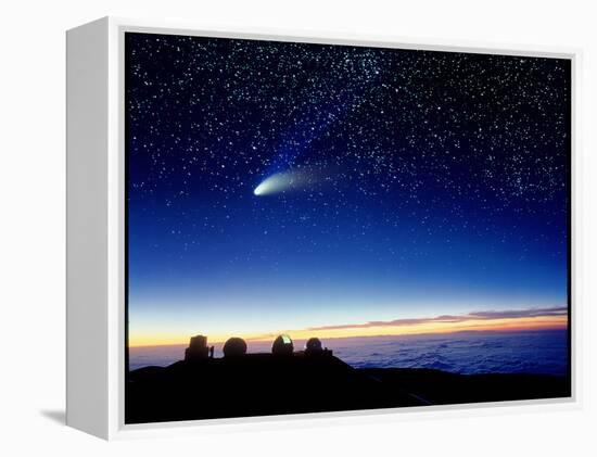 Mauna Kea Observatory & Comet Hale-Bopp-David Nunuk-Framed Premier Image Canvas