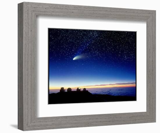 Mauna Kea Observatory & Comet Hale-Bopp-David Nunuk-Framed Premium Photographic Print