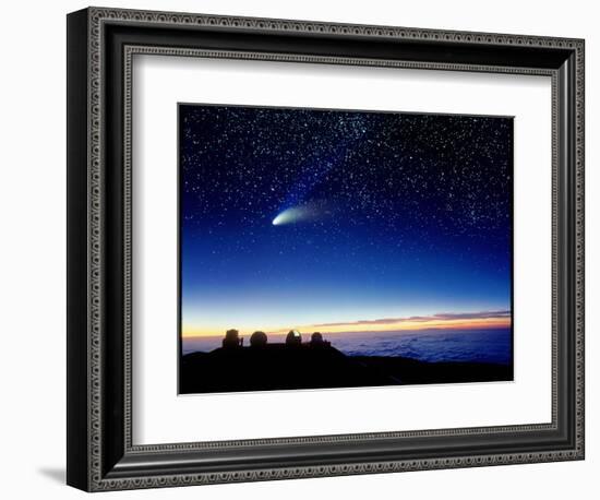 Mauna Kea Observatory & Comet Hale-Bopp-David Nunuk-Framed Premium Photographic Print