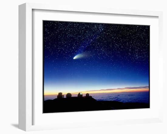 Mauna Kea Observatory & Comet Hale-Bopp-David Nunuk-Framed Premium Photographic Print