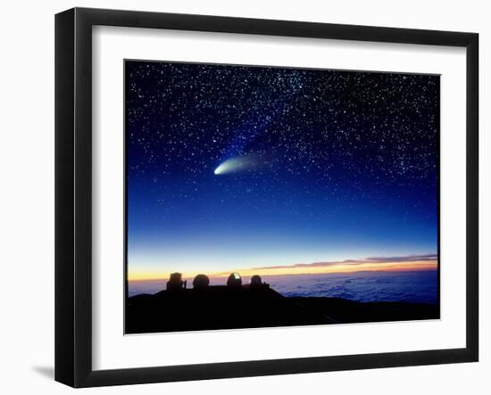 Mauna Kea Observatory & Comet Hale-Bopp-David Nunuk-Framed Photographic Print