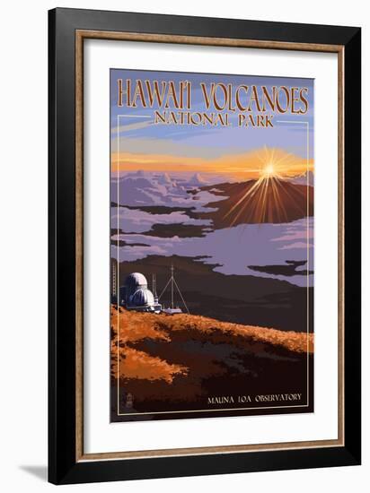 Mauna Loa Observatory at Sunrise, Hawaii Volcanoes National Park-Lantern Press-Framed Premium Giclee Print