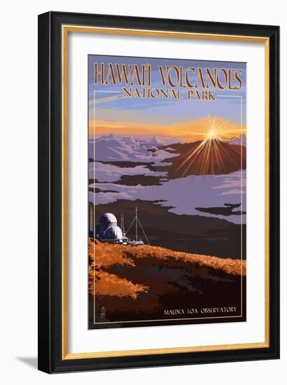 Mauna Loa Observatory at Sunrise, Hawaii Volcanoes National Park-Lantern Press-Framed Premium Giclee Print