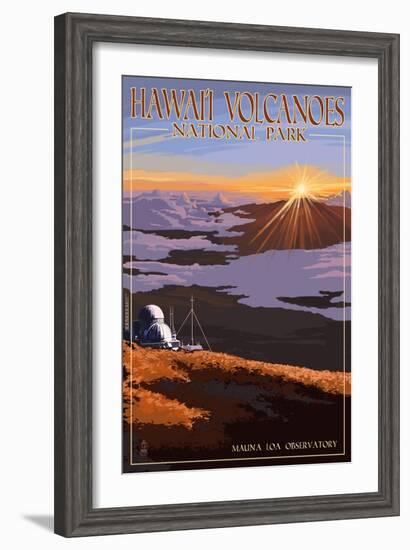 Mauna Loa Observatory at Sunrise, Hawaii Volcanoes National Park-Lantern Press-Framed Art Print