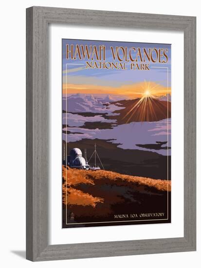 Mauna Loa Observatory at Sunrise, Hawaii Volcanoes National Park-Lantern Press-Framed Art Print