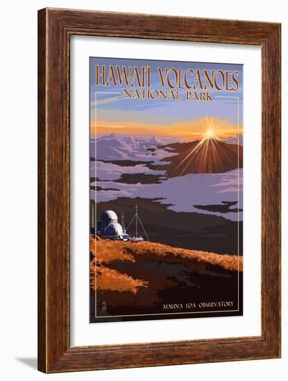 Mauna Loa Observatory at Sunrise, Hawaii Volcanoes National Park-Lantern Press-Framed Art Print