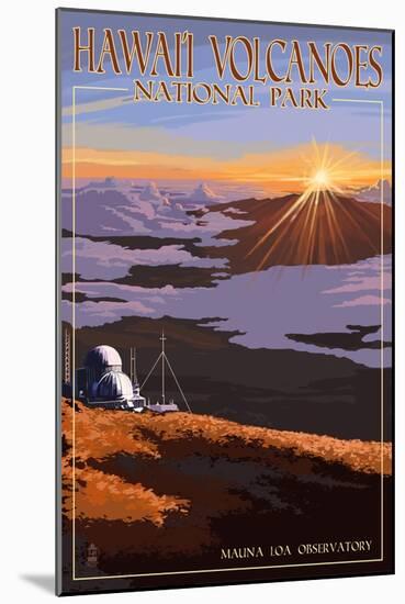 Mauna Loa Observatory at Sunrise, Hawaii Volcanoes National Park-Lantern Press-Mounted Art Print