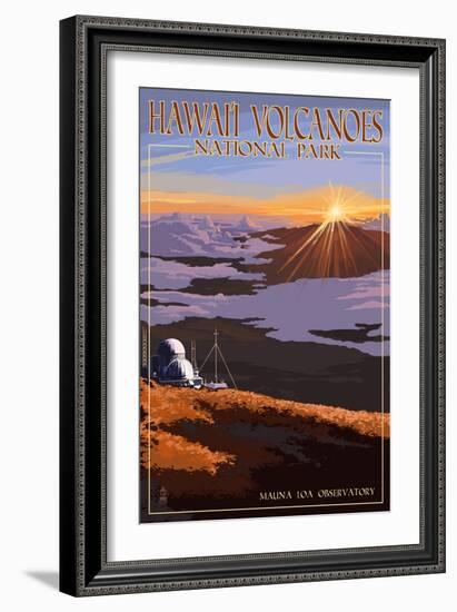 Mauna Loa Observatory at Sunrise, Hawaii Volcanoes National Park-Lantern Press-Framed Art Print