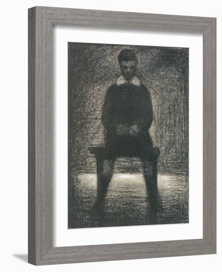 Maurice Appert Seated, C.1886-88 (Conte Crayon and Gouache on Paper)-Georges Pierre Seurat-Framed Giclee Print