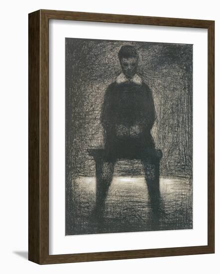 Maurice Appert Seated, C.1886-88 (Conte Crayon and Gouache on Paper)-Georges Pierre Seurat-Framed Giclee Print