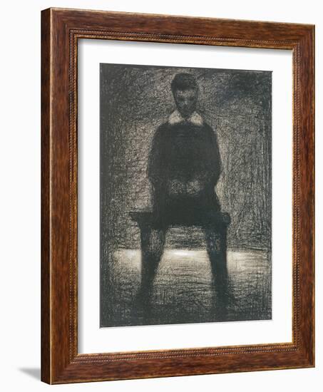 Maurice Appert Seated, C.1886-88 (Conte Crayon and Gouache on Paper)-Georges Pierre Seurat-Framed Giclee Print