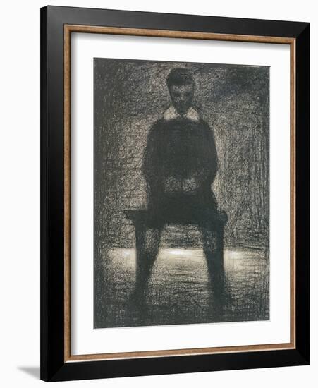 Maurice Appert Seated, C.1886-88 (Conte Crayon and Gouache on Paper)-Georges Pierre Seurat-Framed Giclee Print