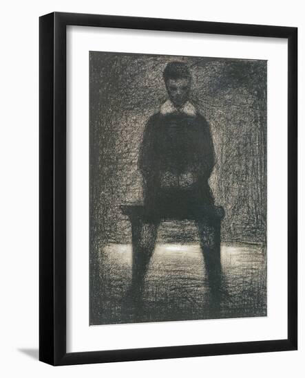 Maurice Appert Seated, C.1886-88 (Conte Crayon and Gouache on Paper)-Georges Pierre Seurat-Framed Giclee Print