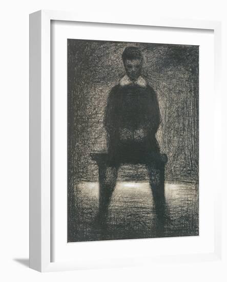 Maurice Appert Seated, C.1886-88 (Conte Crayon and Gouache on Paper)-Georges Pierre Seurat-Framed Giclee Print