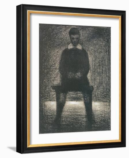 Maurice Appert Seated, C.1886-88 (Conte Crayon and Gouache on Paper)-Georges Pierre Seurat-Framed Giclee Print