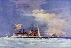 Hms Sydney Opens Fire on the German Cruiser Emden-Maurice Randall-Framed Art Print