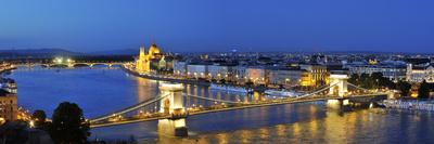 Szechenyi Chain Bridge and the Parliament at Twilight, Budapest, Hungary-Mauricio Abreu-Photographic Print
