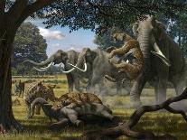 Mammoths And Sabre-tooth Cats, Artwork-Mauricio Anton-Photographic Print