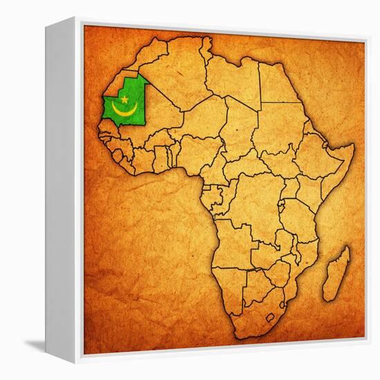 Mauritania on Actual Map of Africa-michal812-Framed Stretched Canvas