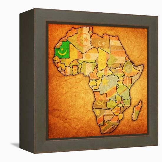 Mauritania on Actual Map of Africa-michal812-Framed Stretched Canvas