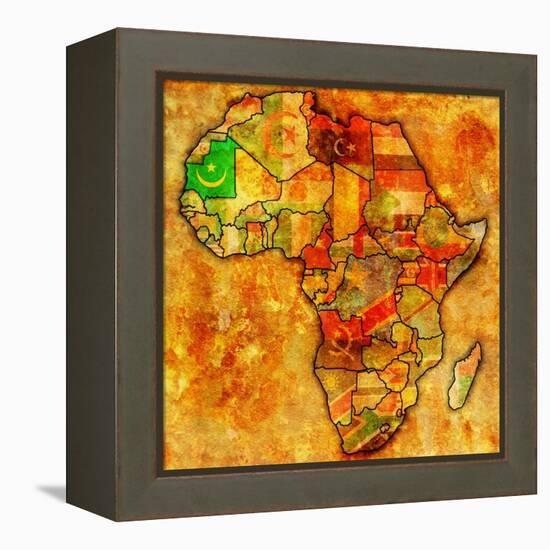 Mauritania on Actual Map of Africa-michal812-Framed Stretched Canvas